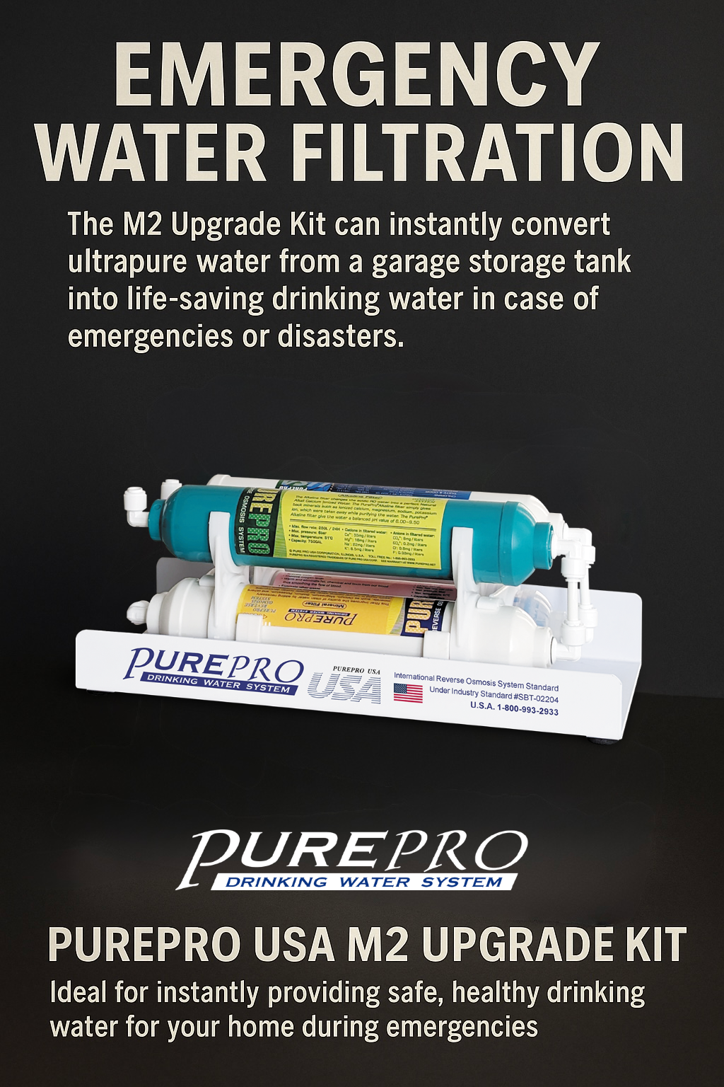 Convert DI water to clean drinking water during emergencies with PurePro USA M2 Kit
