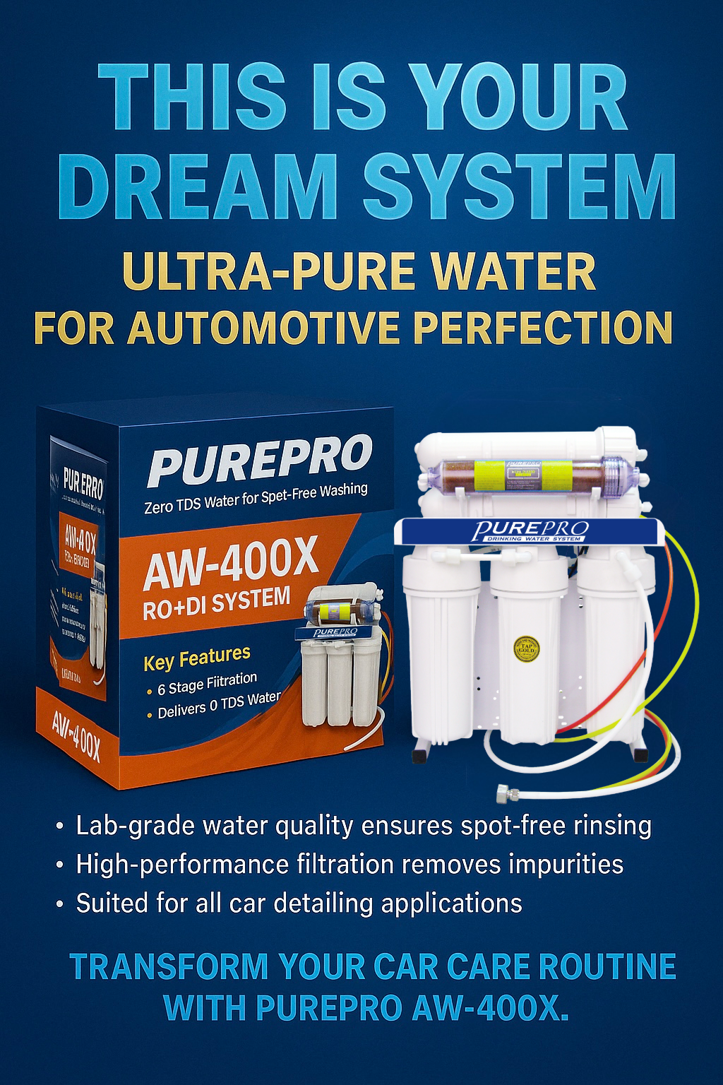 Best Ultra-Pure Water System for Ceramic Coating Maintenance - PurePro AW-400X Spot-Free Rinse