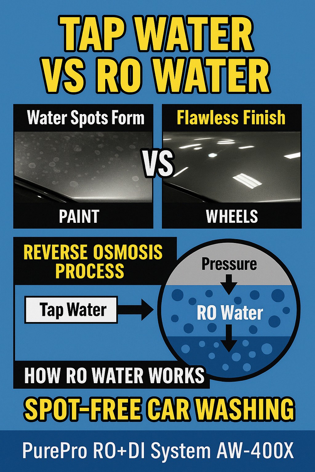reverse osmosis vs tap water Best Ultra-Pure Water System for Ceramic Coating Maintenance - PurePro AW-400X Spot-Free Rinse